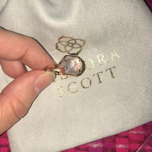Gold Kendra scott ring with clear stone